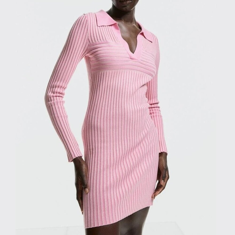 H&M Collared Rib-Knit Dress - Picture 2 of 4
